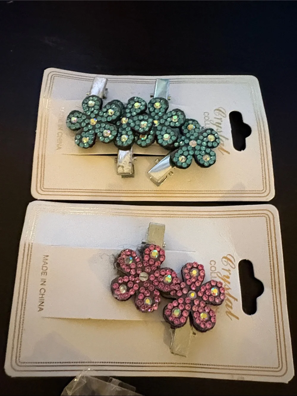 Assorted Floral and Rhinestone Hair Clips - Pink, Teal, Gold, Clear